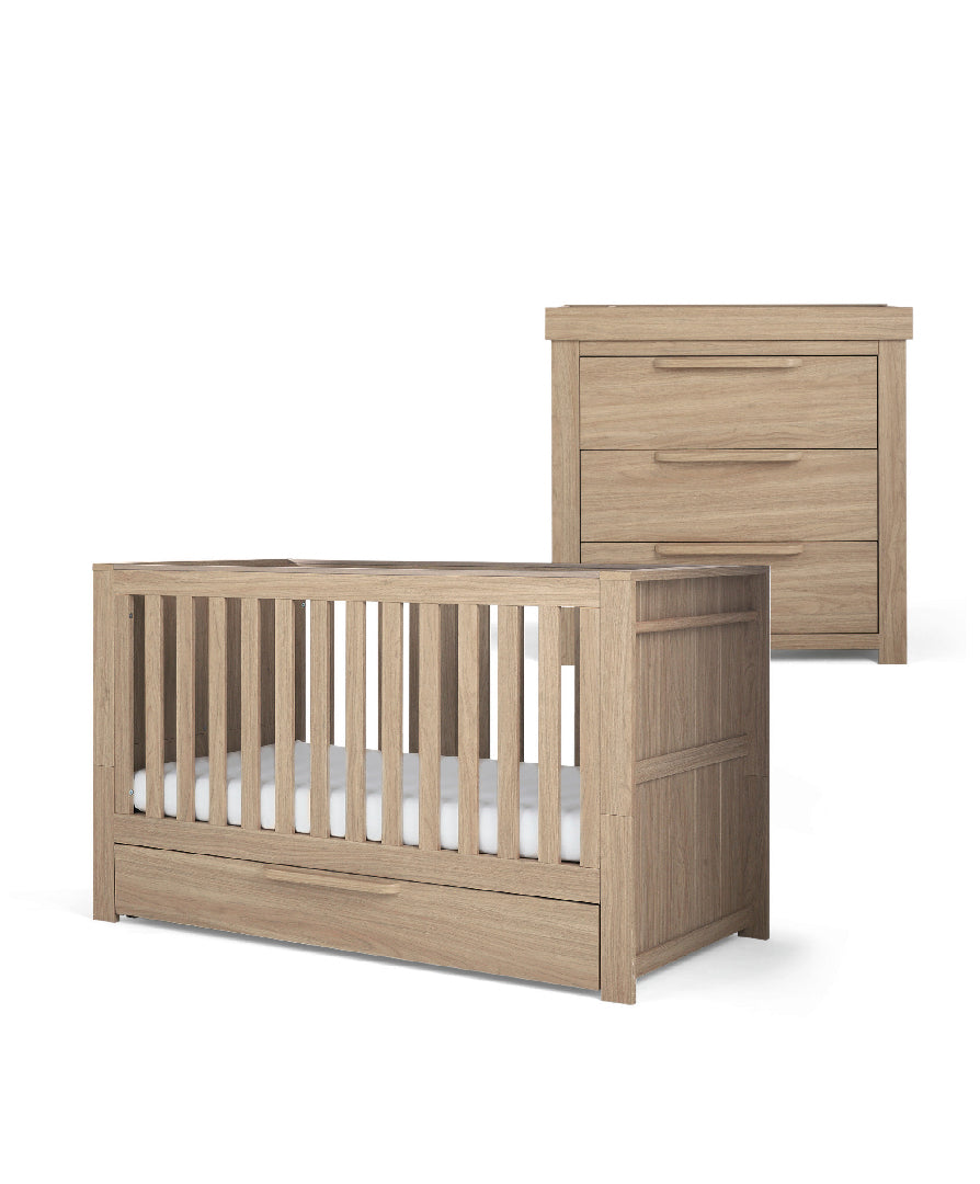 Mamas & Papas Franklin 2 Piece Cotbed Set with Dresser Changer in Natural Oak