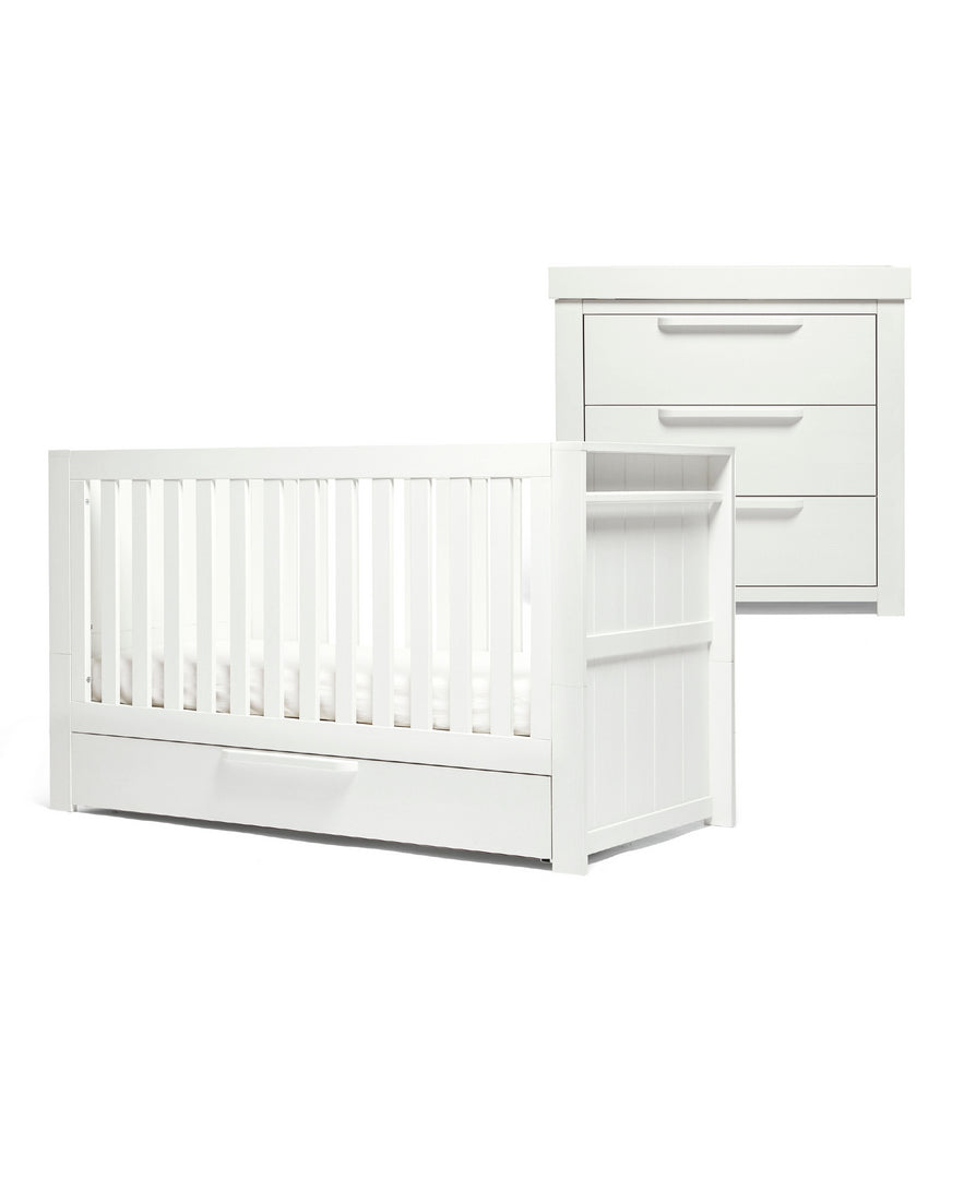 Mamas & Papas Franklin 2 Piece Cotbed Set with Dresser Changer in White Wash