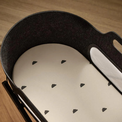 Snuz fitted sheets to fit a moses basket or pram in sand colour with cloud print.