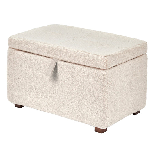 Storage ottoman with a wooden base, featuring a choice of oak or walnut feet for a refined look.