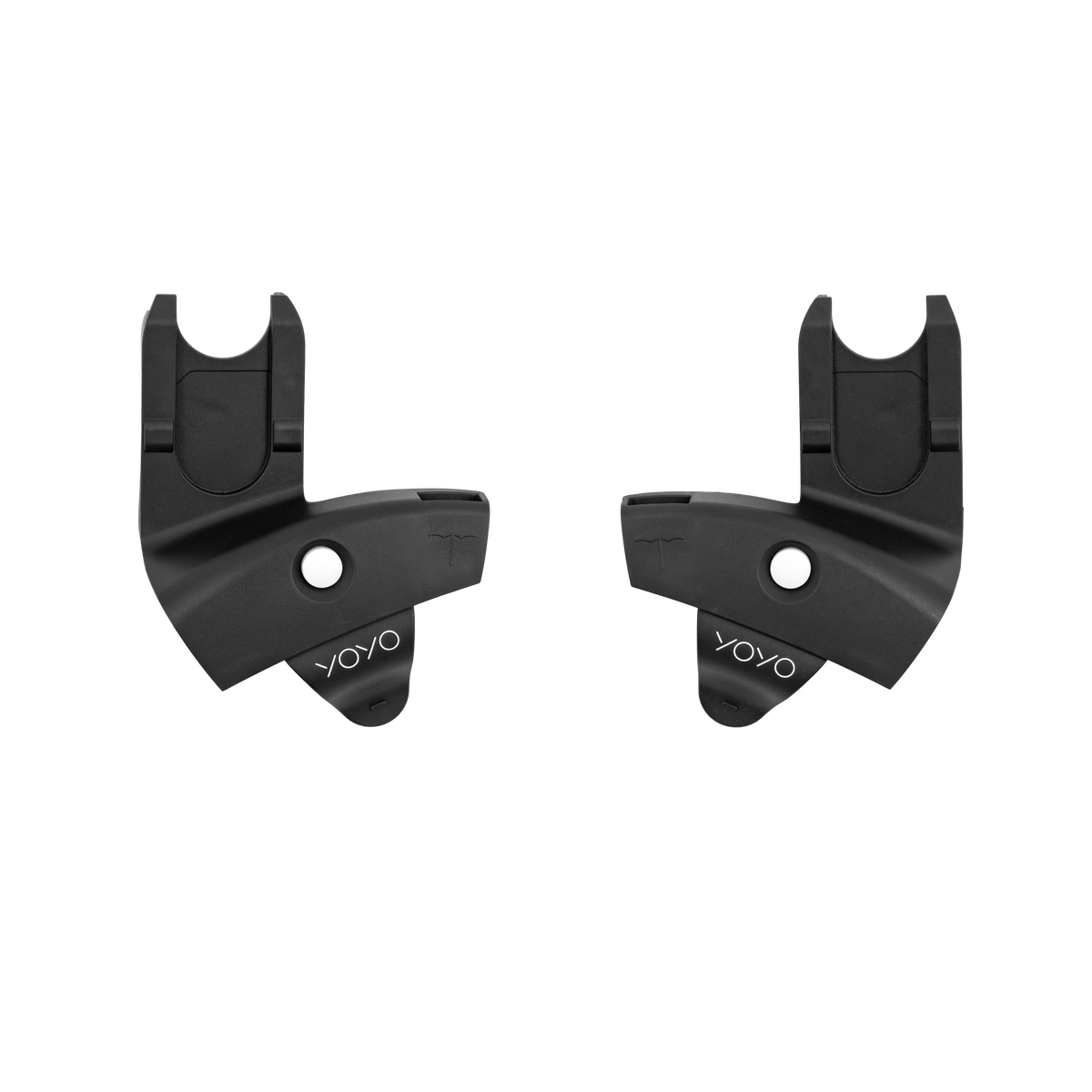 Two black YoYo car seat adapters shown side by side on a plain white background.