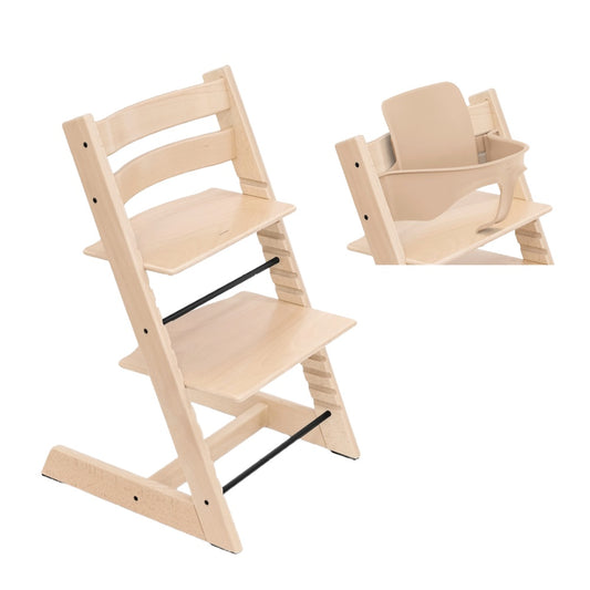 Tripp Trapp frame in Natural colour way with baby set.