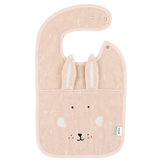 A soft terry bib featuring a playful design, perfect for making feeding time enjoyable for children.