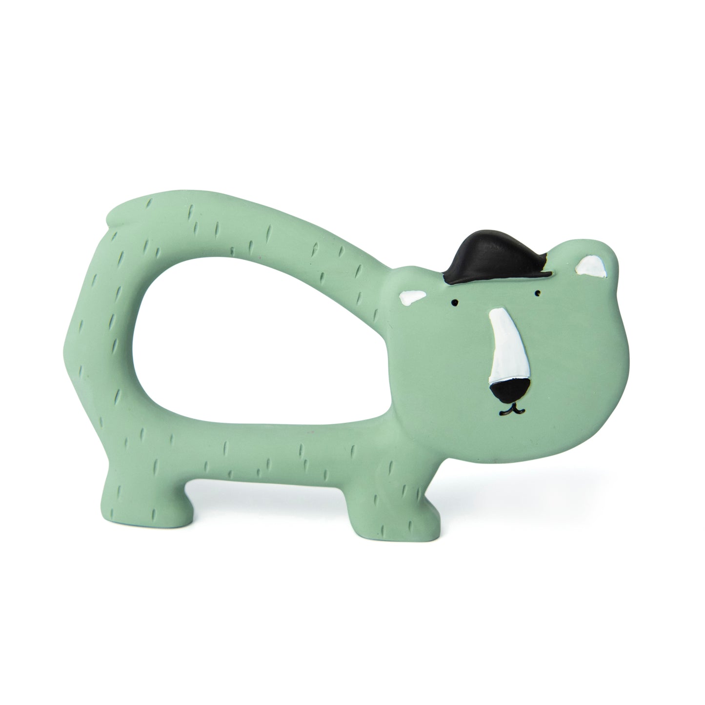 A mould free toy, ideal for bath and teething, with a rubber finish for easy gripping and safe play.