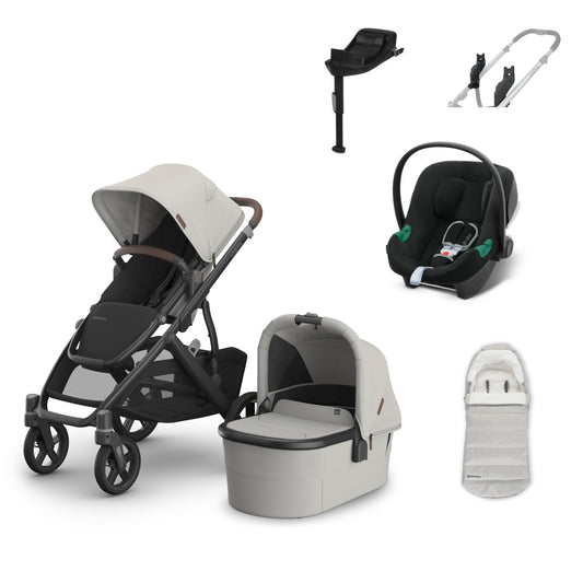 UPPAbaby Vista v3 Savannah  aton b2 bundle with footmuff 