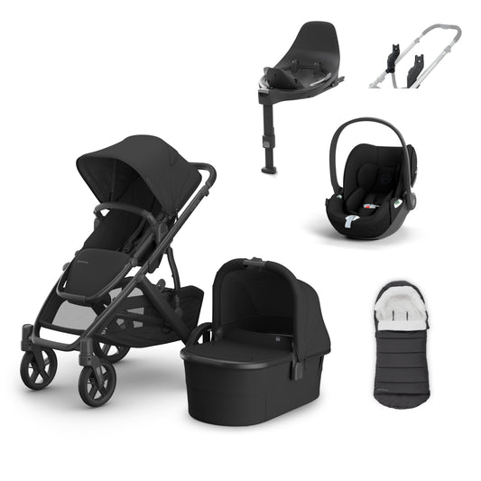 UPPAbaby vista v3 in Jake with a cloud t, base t and cosy ganoosh footmuff