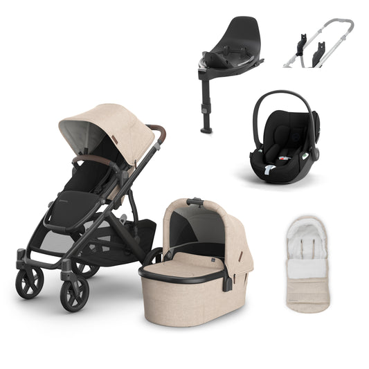 UPPAbaby vista v3 in Liam with a cloud t, base t and cosy ganoosh footmuff