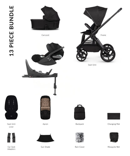 Venicci Upline 3 in onyx black colourway complete with accessories and cloud t car seat and base.