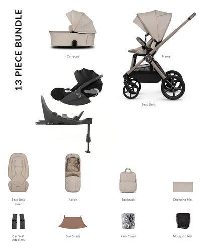 Venicci Upline 3 in pebble colourway complete with accessories and cloud t car seat and base.
