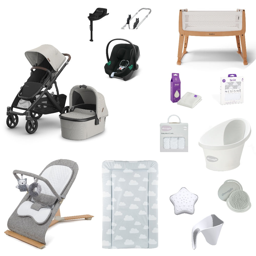 Uppababy Vista V3 Pushchair & carrycot in Savannagh, complete with all babies essential including car seat, crib, bath and bath time accessories.