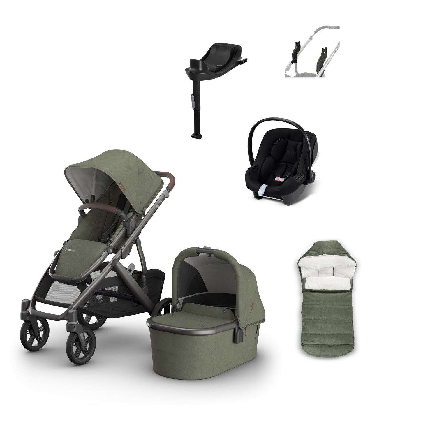 UPPAbaby Vista v3 Evelyn aton b2 bundle with footmuff 