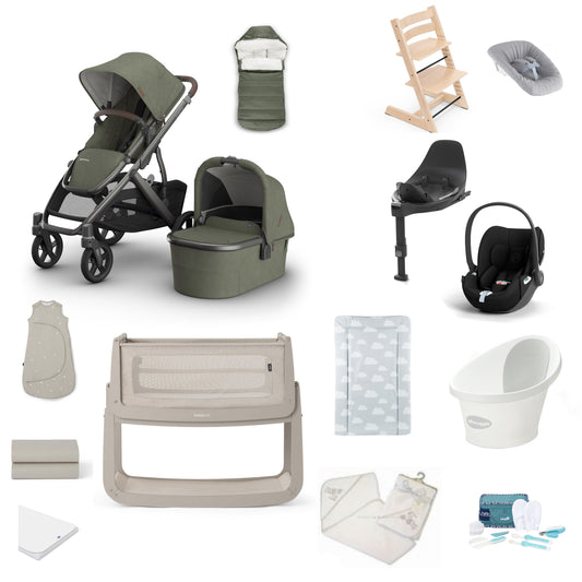 UPPAbaby Vista V3 Pushchair & carrycot in Evelyn, complete with all babies essential including car seat, tripp trapp highchair, crib and bath.