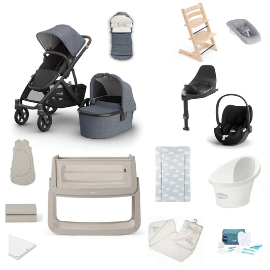 UPPAbaby Vista V3 Pushchair & carrycot in Julian, complete with all babies essential including car seat, tripp trapp highchair, crib and bath.