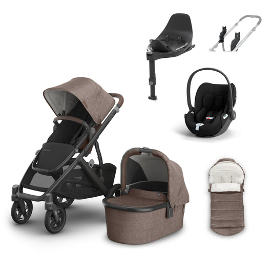 UPPAbaby vista v3 in Owen with a cloud t, base t and cosy ganoosh footmuff