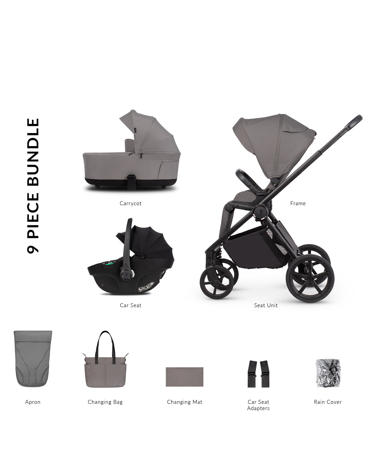 Venicci Claro 2 travel system in fog grey with tiago car seat only.