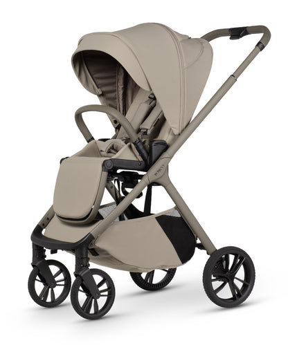 Tila 12 piece pram bundle with tiago car seat and accessories in latte colourway.