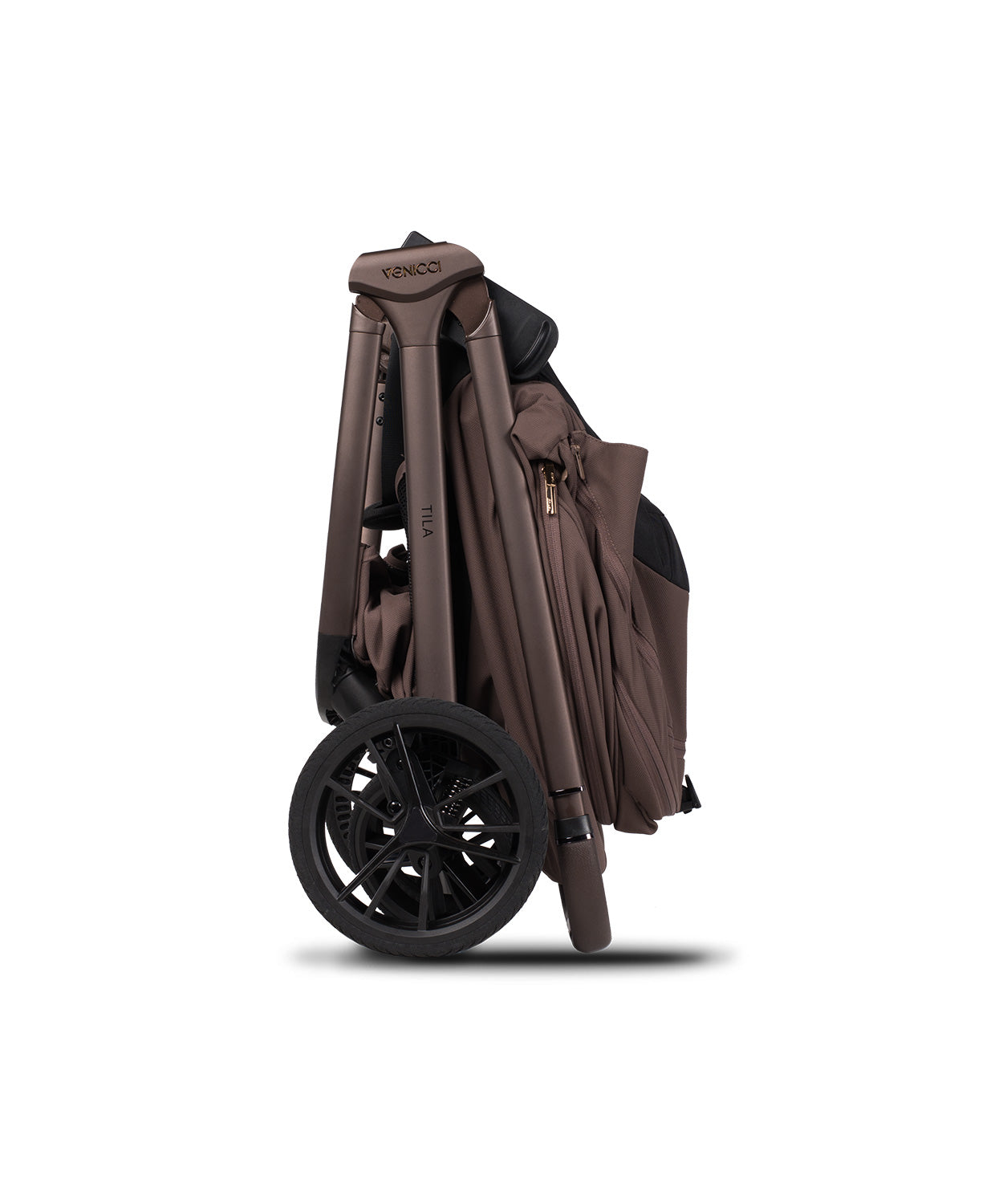 Tila 13 piece pram bundle with cloud t car seat, isofix base and accessories in noce brown colourway.