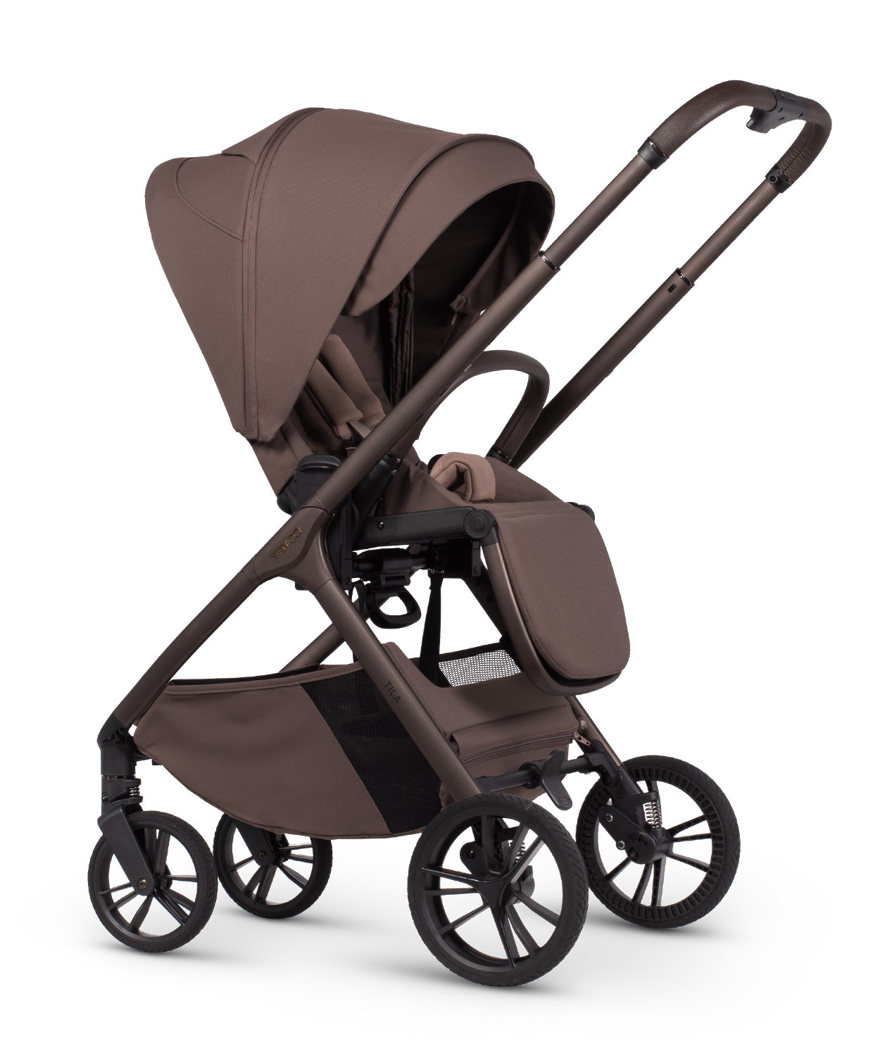 Tila 11 piece pram bundle with accessories in noce brown colourway.