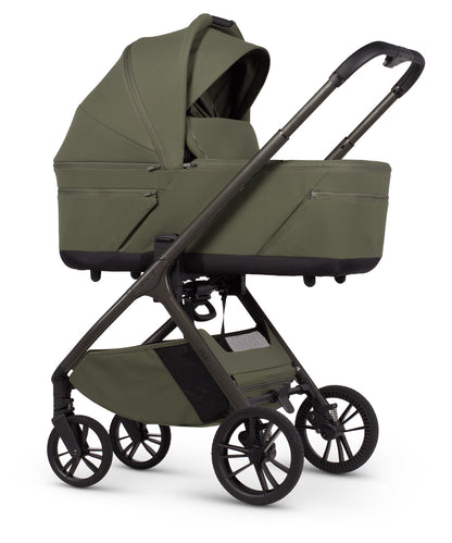 Tila 12 piece pram bundle with tiago car seat and accessories in olive green colourway.