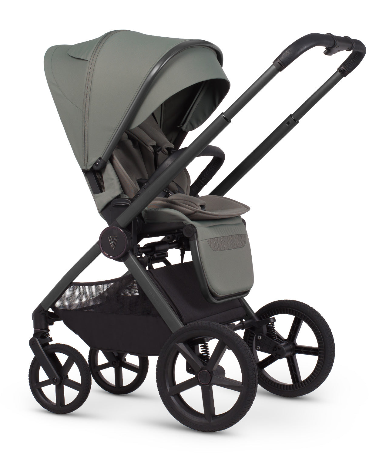 Venicci upline 3 comfort bundle with accessories and tiago car seat in aloe clourway.