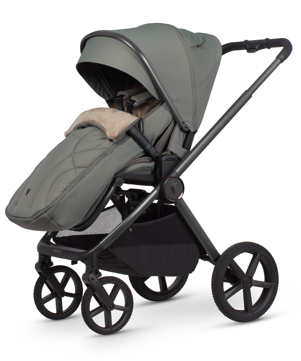 Venicci Upline 3 in aloe colourway complete with accessories and cloud t car seat and base.