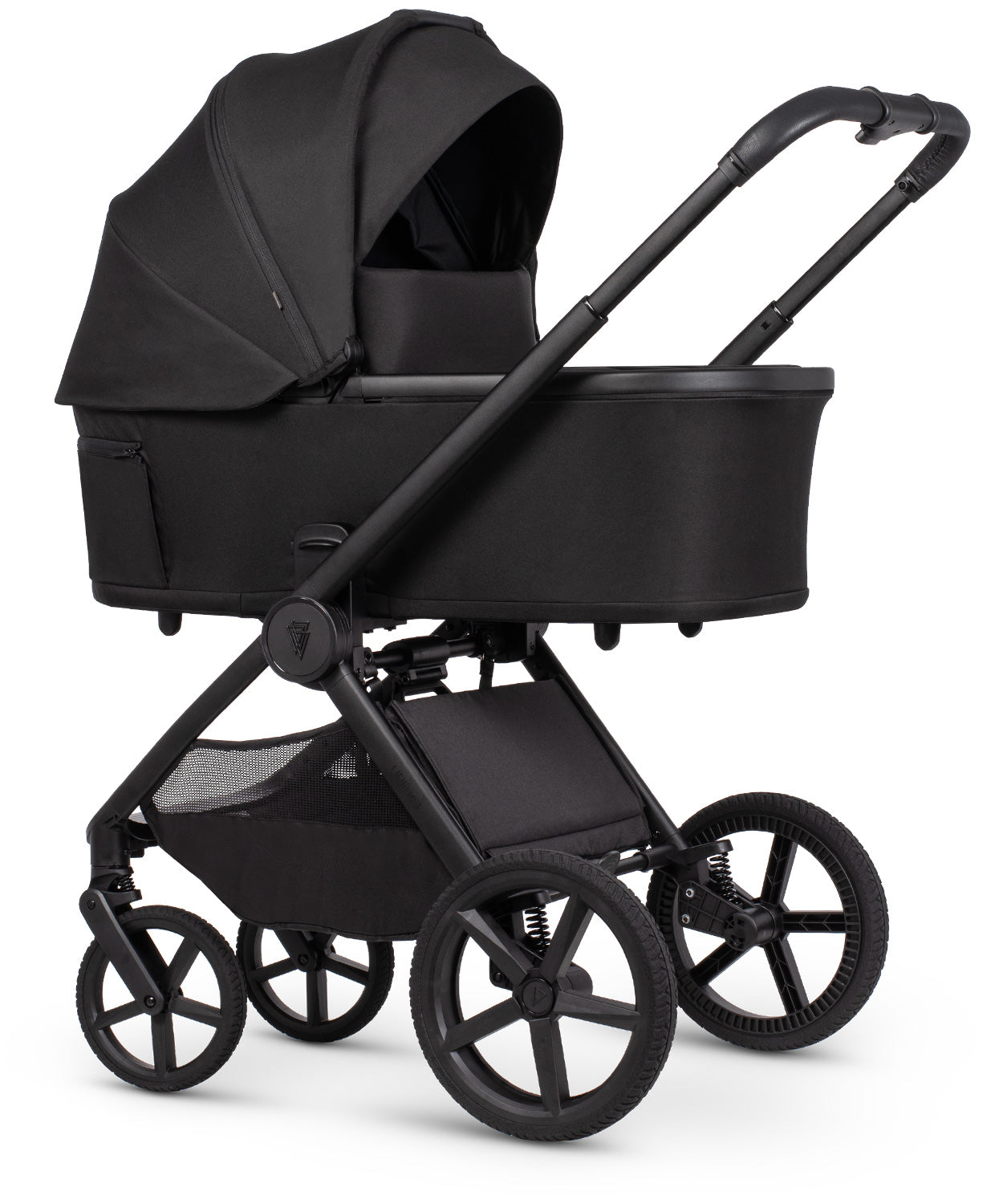Venicci upline 3 bundle with accessories, carrycot stand and car seat in onyx black clourway.