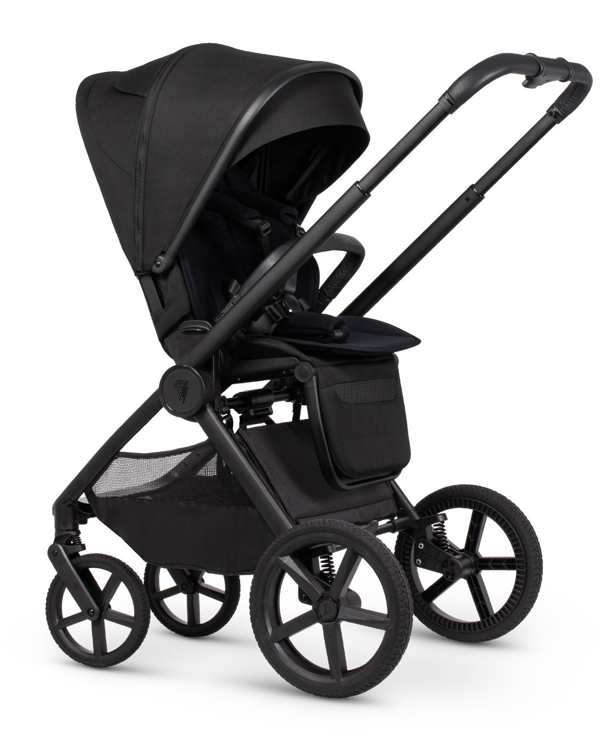 Venicci Upline 3 in onyx black colourway complete with accessories and atonb2 car seat and base.