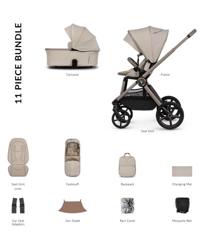 Venicci upline 3 pram bundle with accessories in pebble colourway.