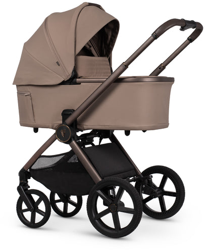Venicci Upline 3 in sand colourway complete with accessories and atonb2 car seat and base.