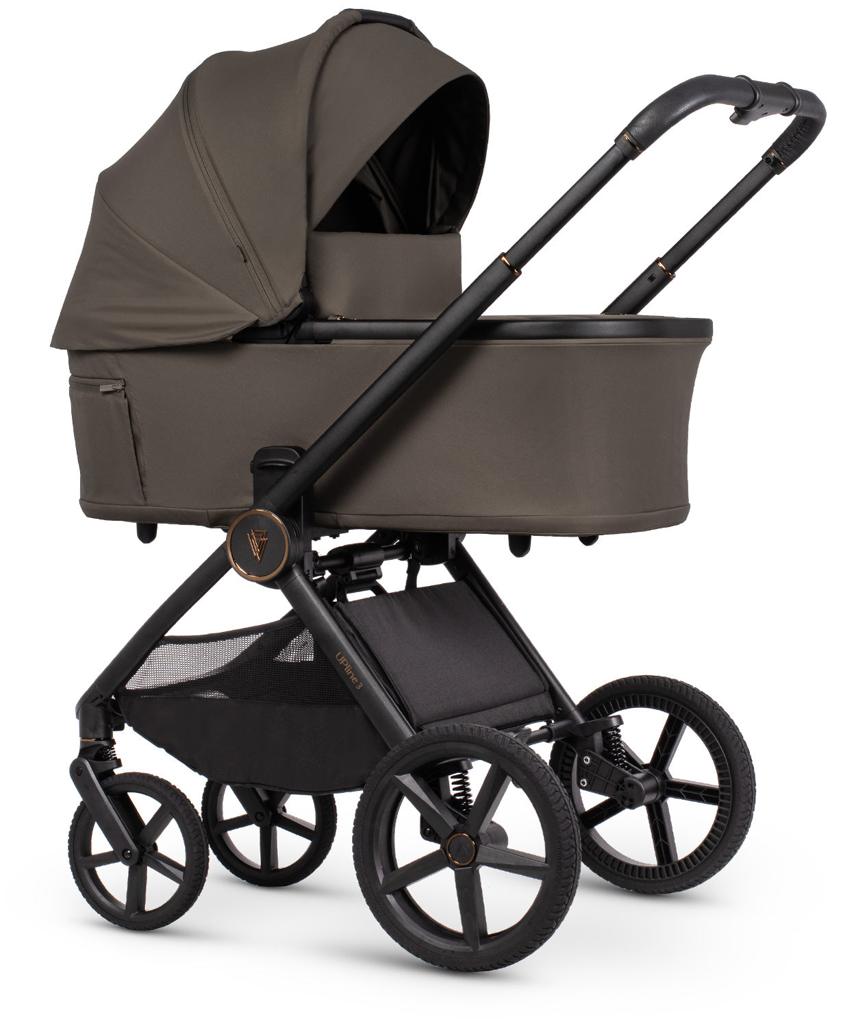 Venicci upline 3 pram bundle with accessories in truffle grey colourway.
