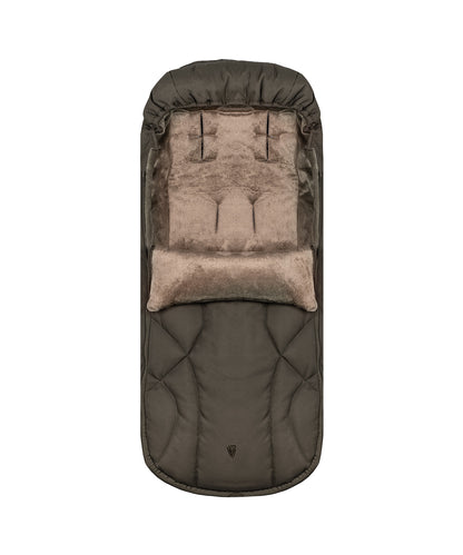 Venicci Upline 3 Luxury Bundle in truffle colourway, complete with accessories and tiago car seat and base.