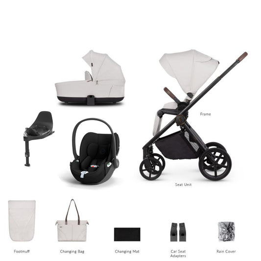 Venicci Claro Vanilla bundle showcasing Cloud T and base with accessories