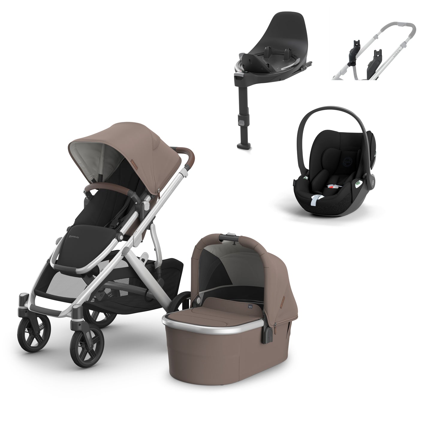 UPPAbaby vista v3 in Theo with a cloud t and base t 