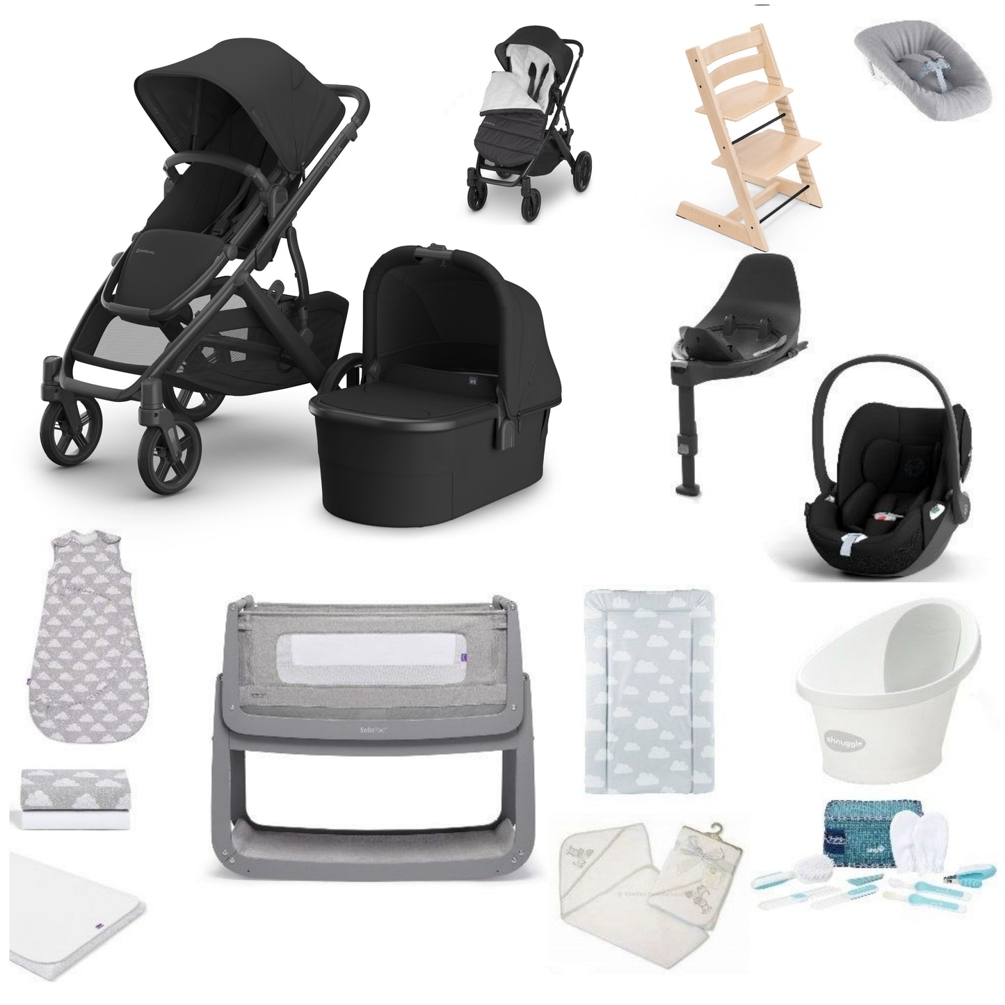 UPPAbaby Vista V3 Pushchair & carrycot in jake, complete with all babies essential including car seat, tripp trapp highchair, crib and bath.