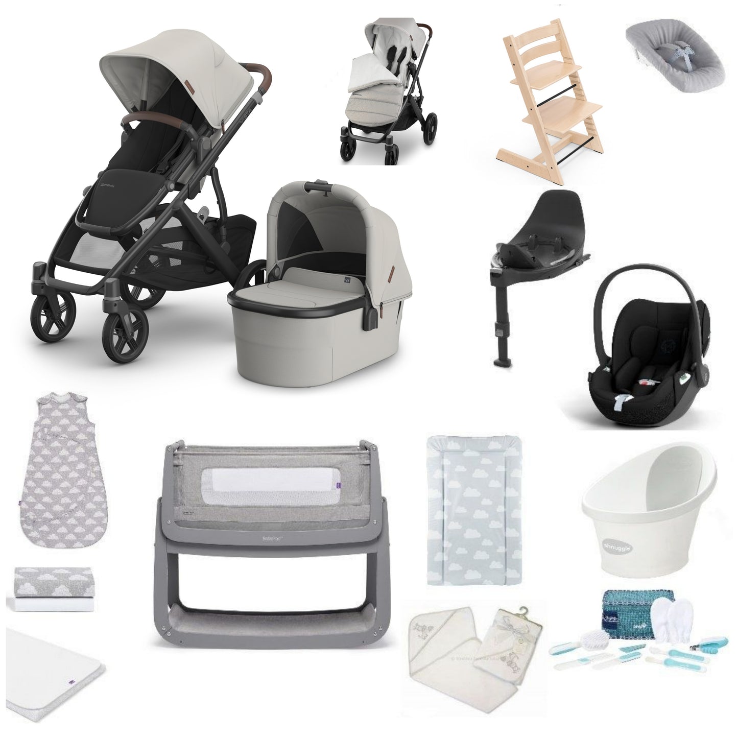 UPPAbaby Vista V3 Pushchair & carrycot in savannagh, complete with all babies essential including car seat, tripp trapp highchair, crib and bath.