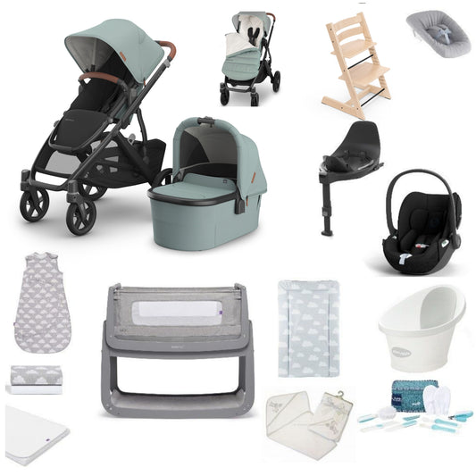 UPPAbaby Vista V3 Pushchair & carrycot in kenzi, complete with all babies essential including car seat, tripp trapp highchair, crib and bath.