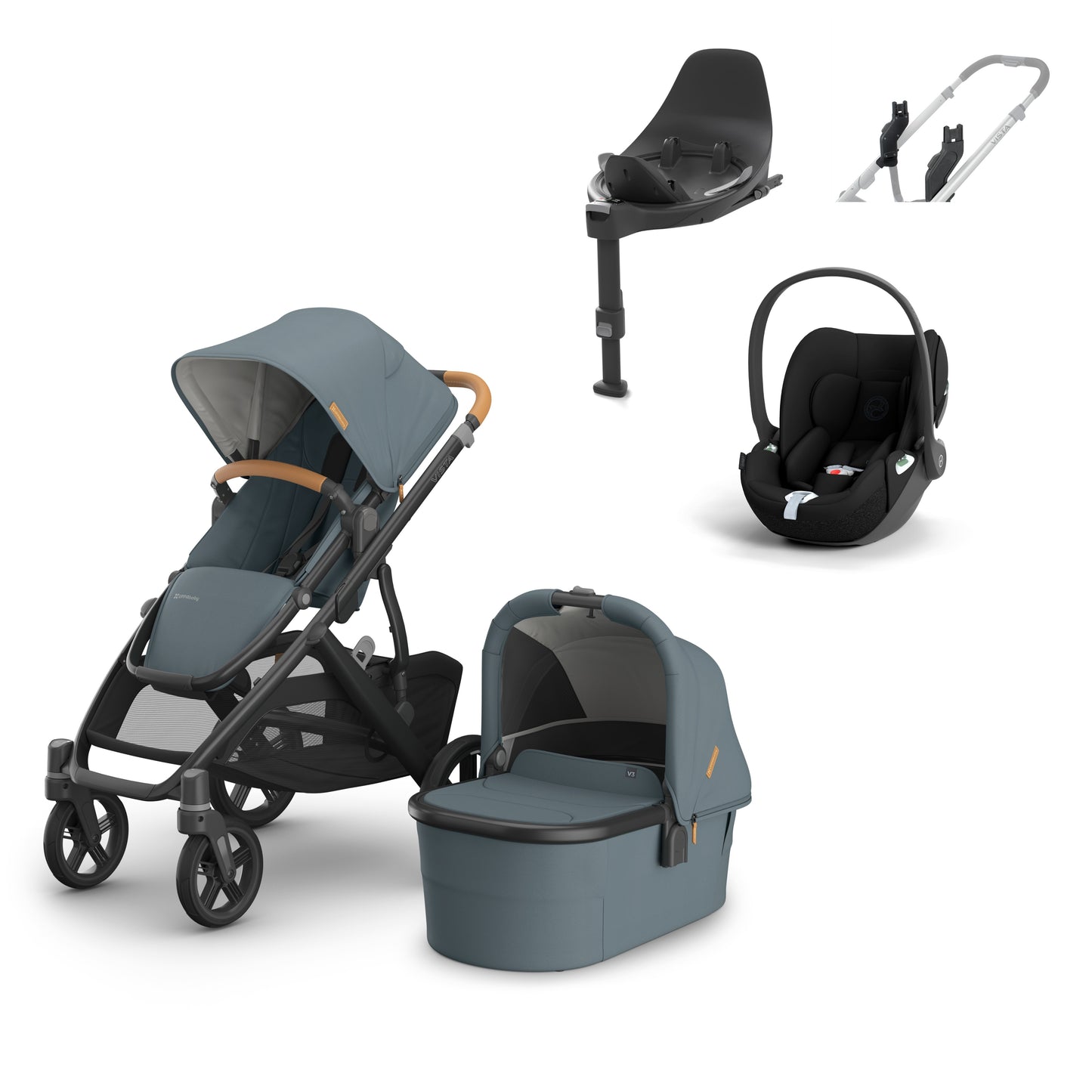 UPPAbaby vista v3 in Dillan with a cloud t and base t 