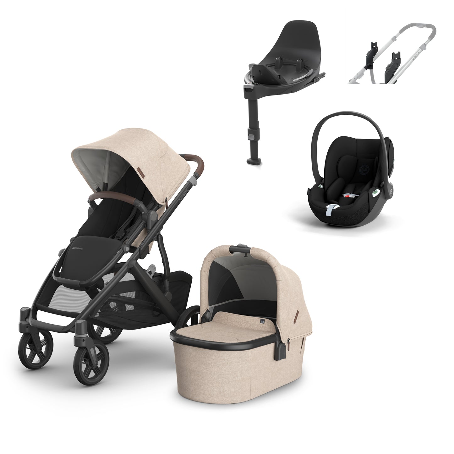 UPPAbaby vista v3 in Liam with a cloud t and base t 