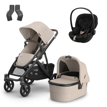 Uppababy Vista V3 travel system in ada beige colour, complete with cloud S car seat only.