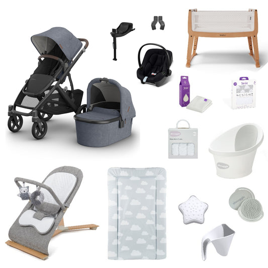 Uppababy Vista V3 Pushchair & carrycot in Julian complete with all babies essential including car seat, crib, bath and bath time accessories.