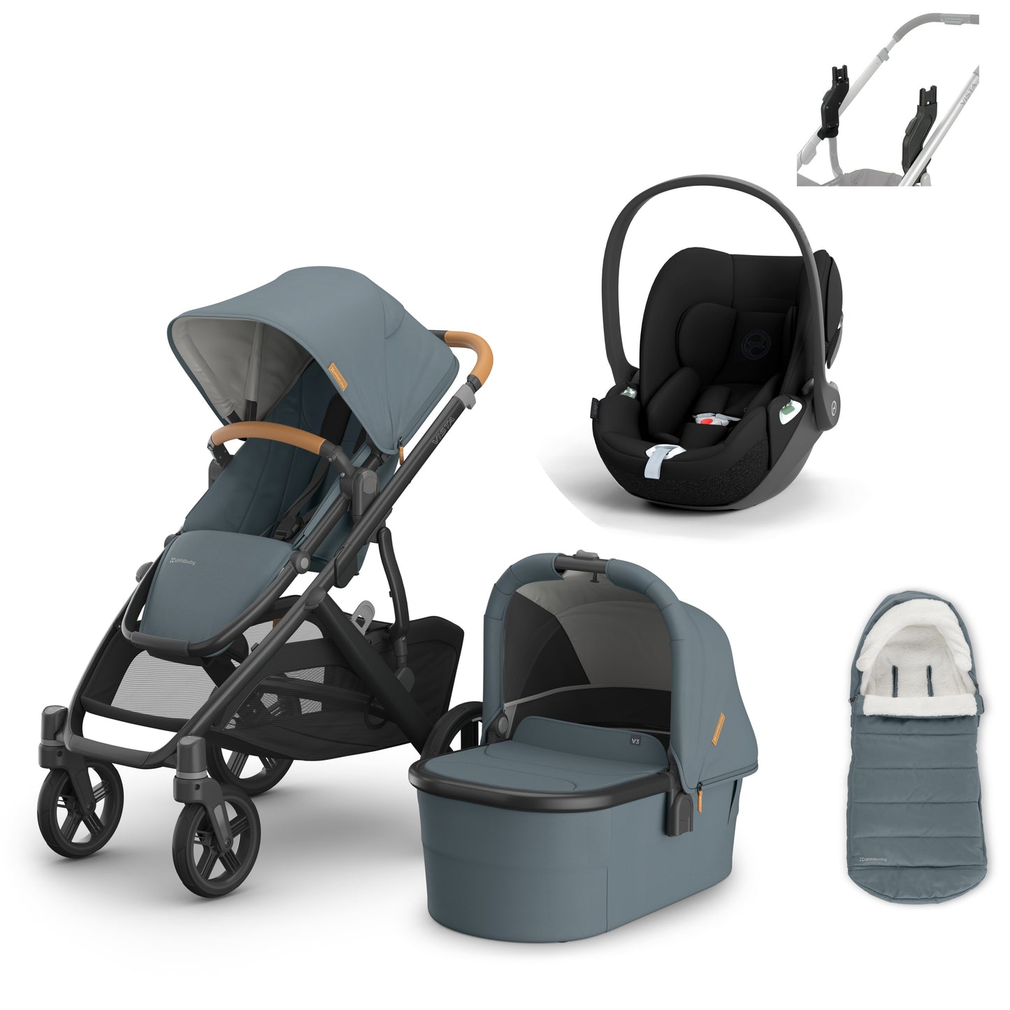 UPPAbaby vista v3 in Dillan with a cloud t and cosy ganoosh