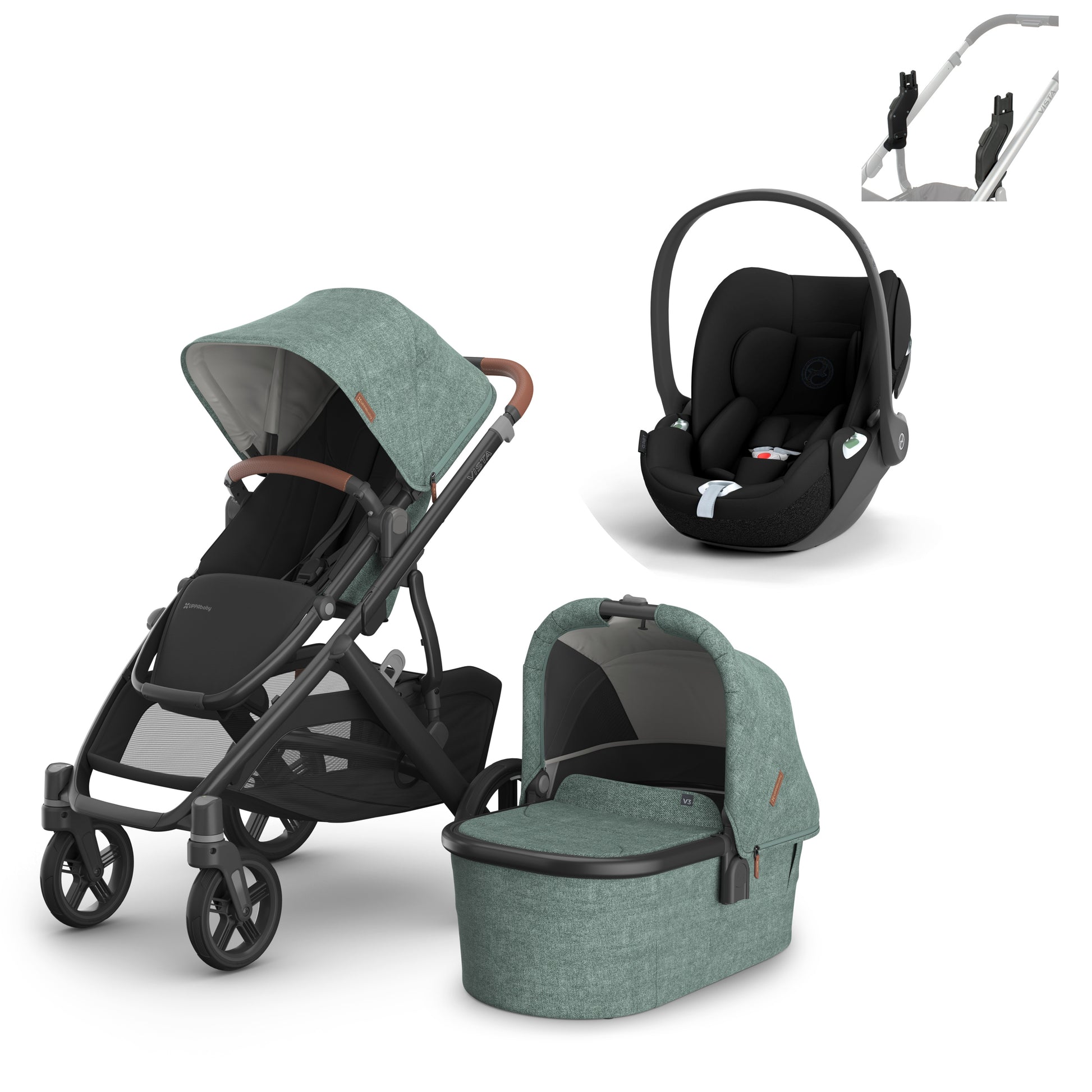 UPPAbaby vista v3 in Gwen with a cloud t in black