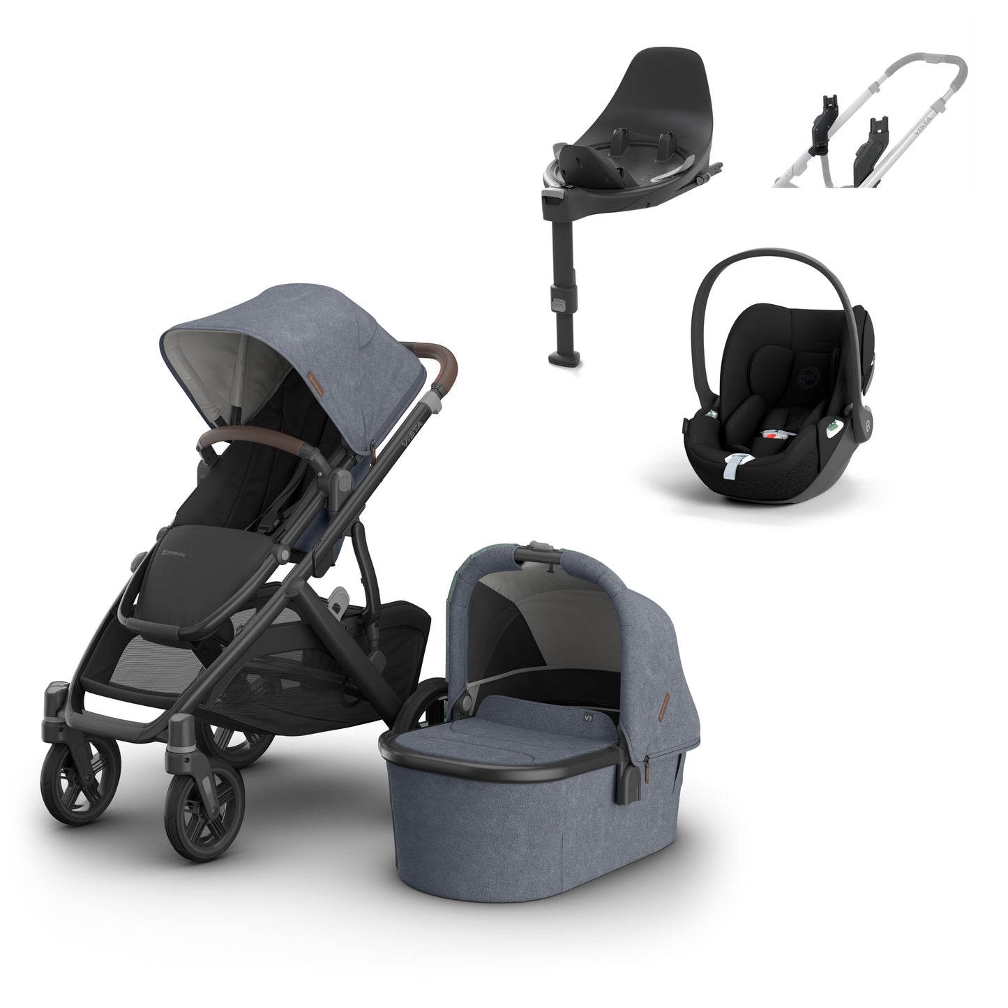 UPPAbaby vista v3 in Julian with a cloud t, base t