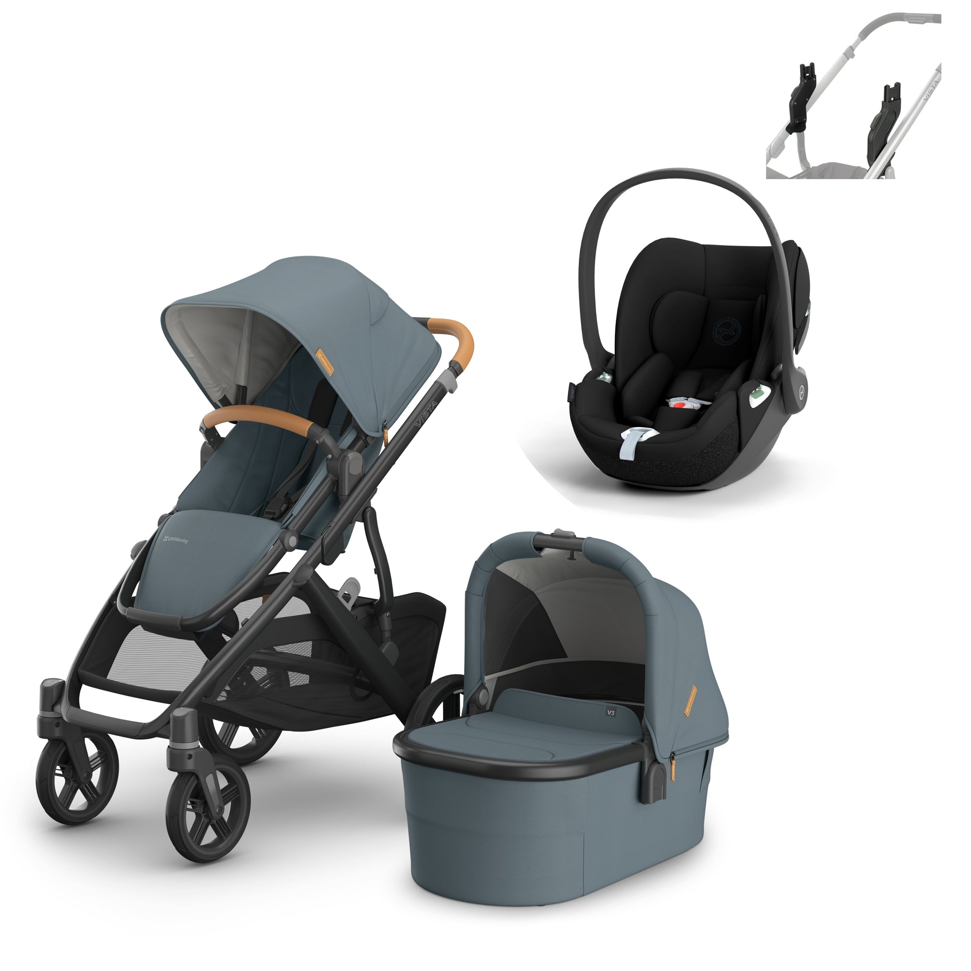 UPPAbaby vista v3 in Dillan with a cloud t in black