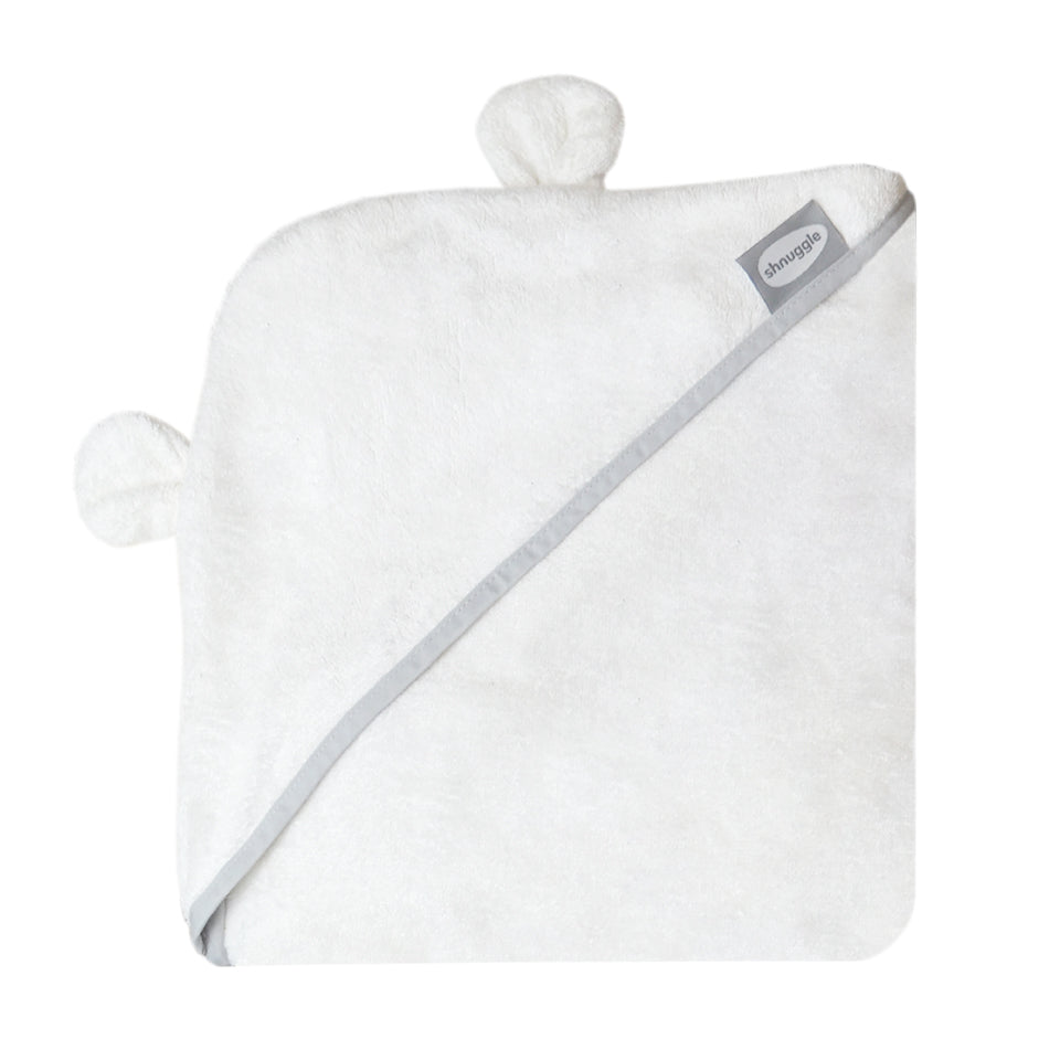 Shnuggle hooded towel in white