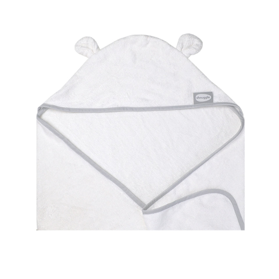 Shnuggle hooded towel in white