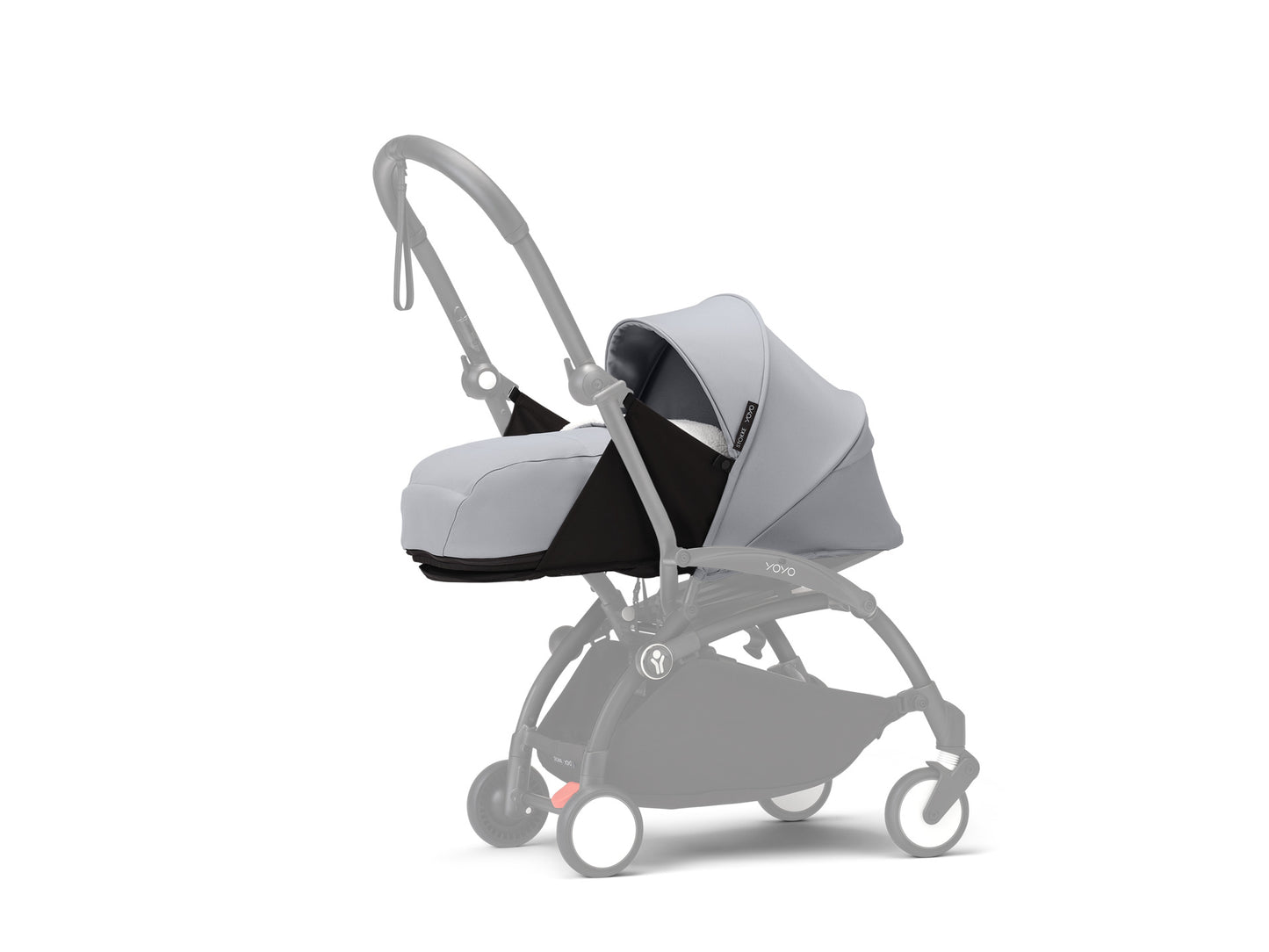 The Stokke YoYo newborn pack in stone is suitable for use from birth with the yoyo chassis.