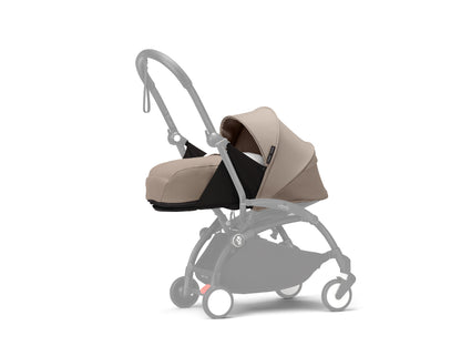 The Stokke YoYo newborn pack in taupe is suitable for use from birth with the yoyo chassis.