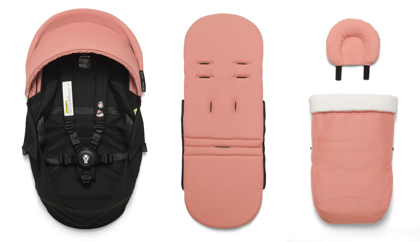 The Stokke YoYo newborn pack in ginger is suitable for use from birth with the yoyo chassis.