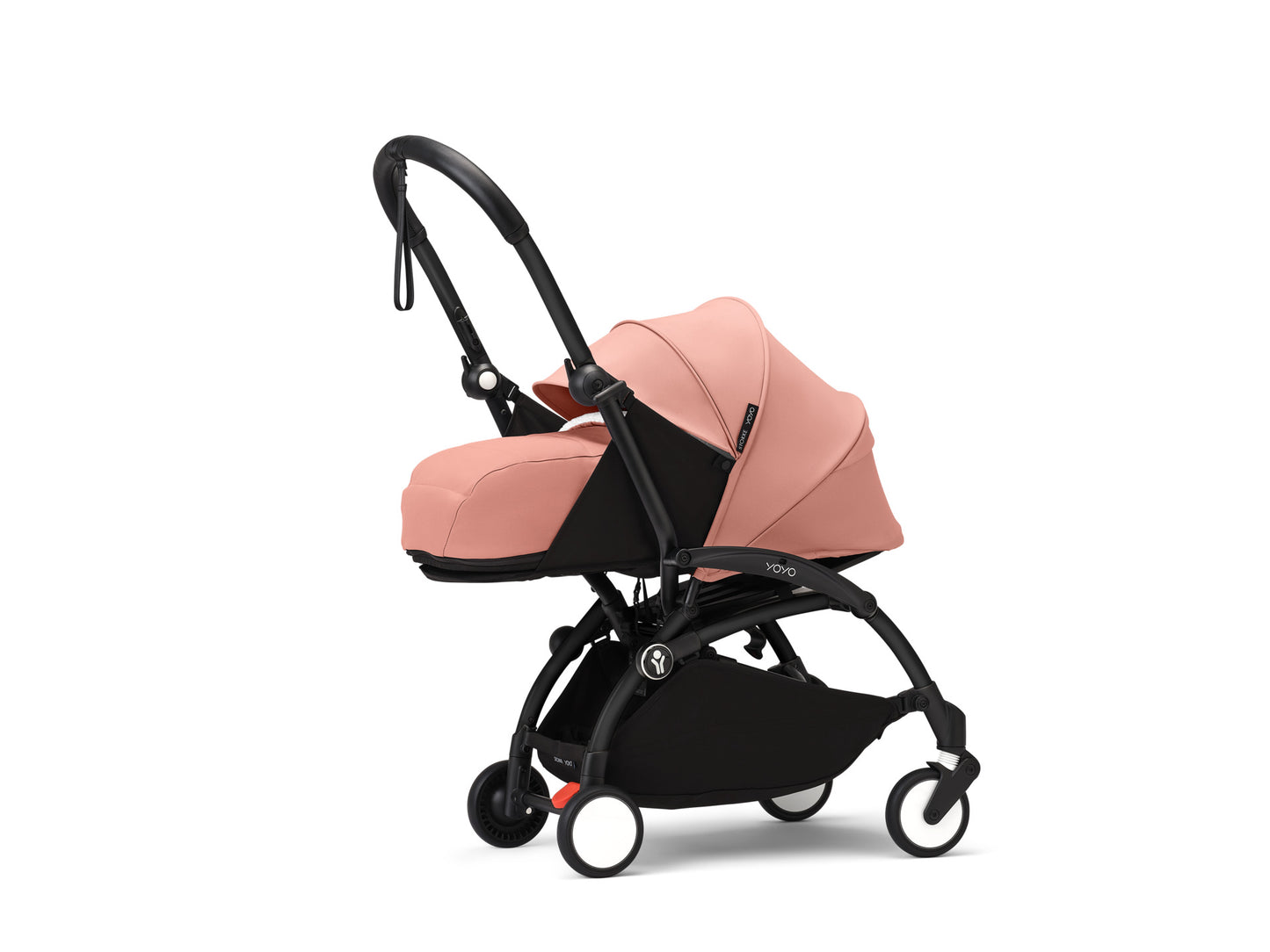 YoYo3 pushchair black chassis with ginger newborn pack and colour pack.